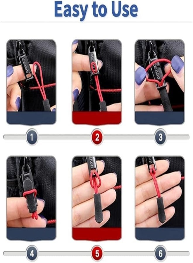 SHOPEE 20PCS Zipper Zip Tags Cord Pulls Zipper Extension Replacement for Backpacks, Luggage Bags, Travel Cases, Clothes, Jackets(Black+Red) - Image 5